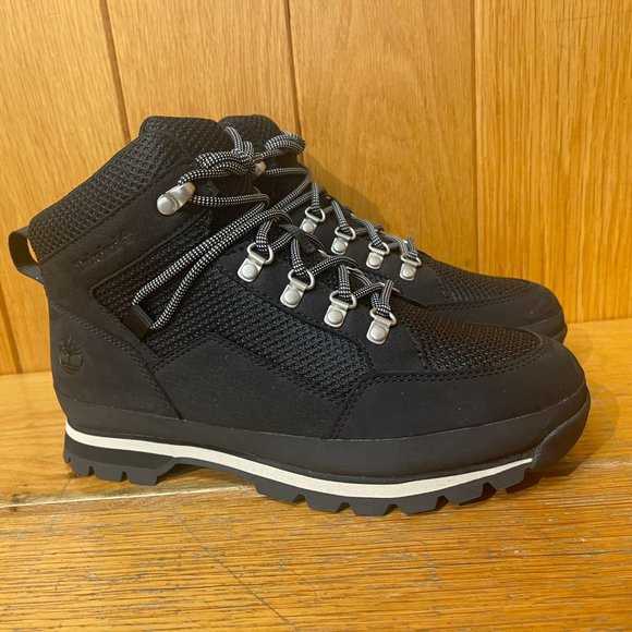 TIMBERLAND WOMEN'S EURO HIKER MID HIKER BLACK NUBUCK A5ZBV ALL SIZES - Picture 1 of 12